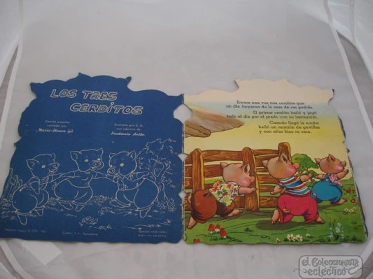 Die-cut book. The three little pigs. 1961. Folk tale. Durve collection