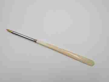 Dip calligraphy pen. Ivory and silver plated. Gold plated nib. Europe. 1950's
