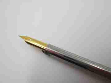 Dip calligraphy pen. Ivory and silver plated. Gold plated nib. Europe. 1950's