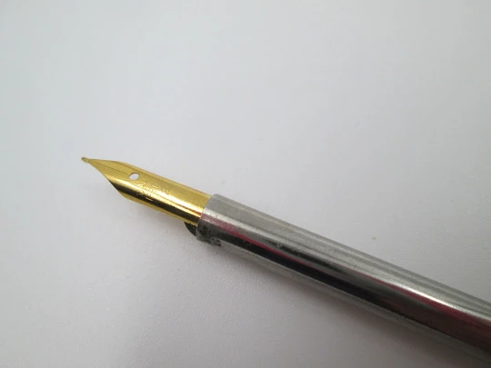 Dip calligraphy pen. Ivory and silver plated. Gold plated nib. Europe. 1950's