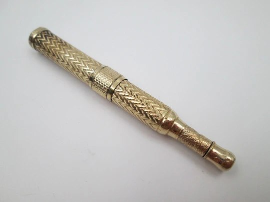 Dip pen & propelling pencil combo. Gold plated. Circa 1920. 14k gold nib
