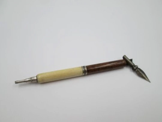 Dip pen & propelling pencil combo. Wood & ivory. Circa 1920's. Europe