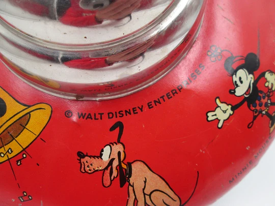 Disney Enterprises toy spinning top. Lithographed tinplate. Seven characters. 1930