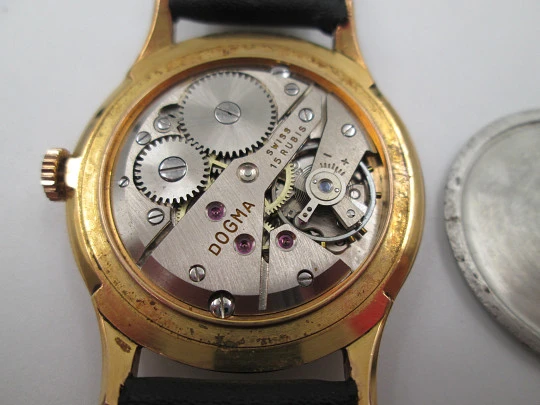 Dogma Prima. 10 microns gold plated & stainless steel. Manual wind. Swiss. 1950's