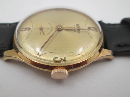 Dogma Prima. 10 microns gold plated & stainless steel. Manual wind. Swiss. 1950's