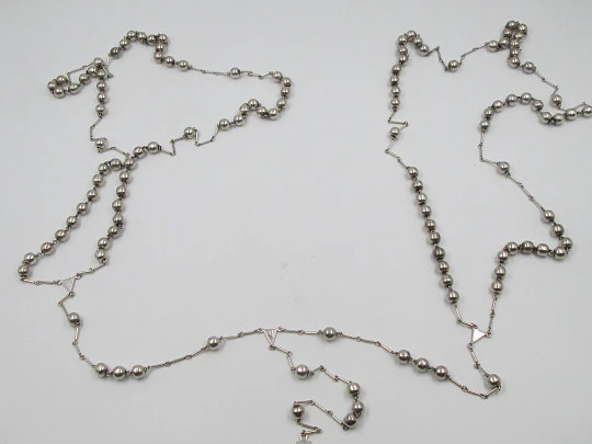 Double big rare rosary. Circa 1960's. Balls beads. Sterling silver