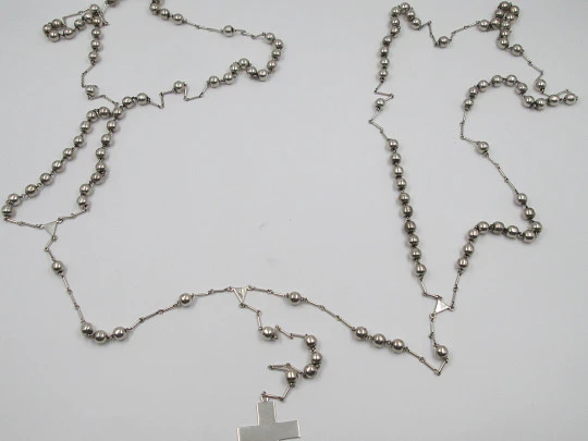 Double big rare rosary. Circa 1960's. Balls beads. Sterling silver