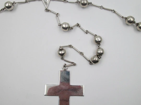 Double big rare rosary. Circa 1960's. Balls beads. Sterling silver