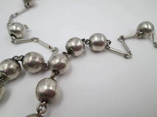 Double big rare rosary. Circa 1960's. Balls beads. Sterling silver