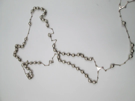 Double big rare rosary. Circa 1960's. Balls beads. Sterling silver