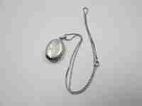 Double-sided picture frame pendant with link chain. Sterling silver. 1980's