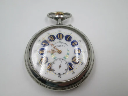 Doxa Antimagnetic Silver Plated Locomotive Engraving 1906 | El