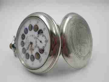 Doxa Anti Magnetic. Silver plated. Locomotive motif. Porcelain dial. 1906