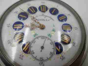 Doxa Anti Magnetic. Silver plated. Locomotive motif. Porcelain dial. 1906