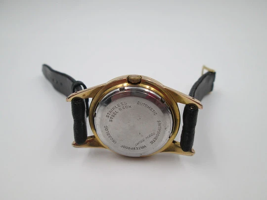 Dreffa Genève. Automatic. 1960's. Steel and gold plated. Swiss. Strap