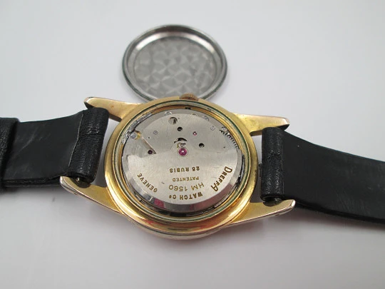 Dreffa Genève. Automatic. 1960's. Steel and gold plated. Swiss. Strap