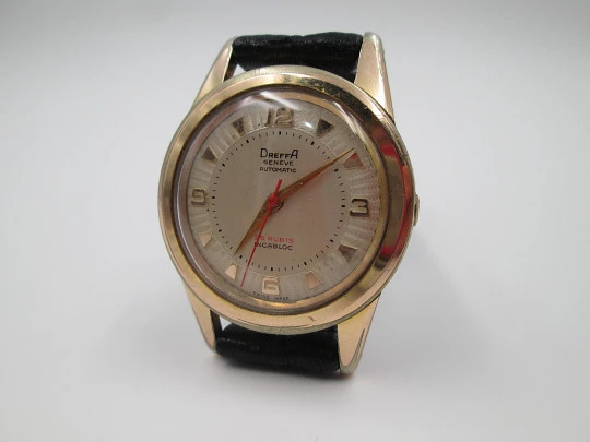 Dreffa Genève. Automatic. 1960's. Steel and gold plated. Swiss. Strap