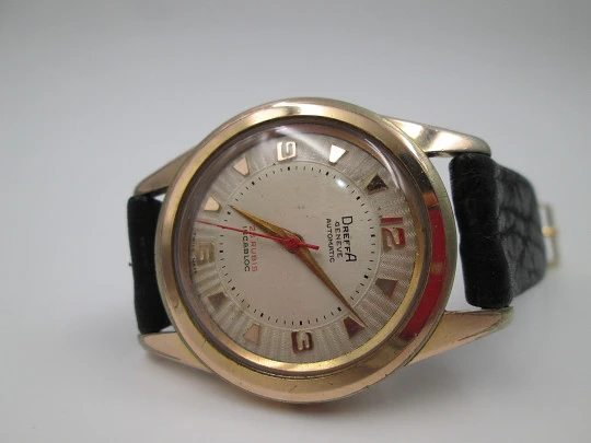 Dreffa Genève. Automatic. 1960's. Steel and gold plated. Swiss. Strap