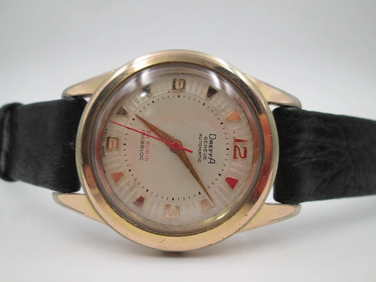 Dreffa Genève. Automatic. 1960's. Steel and gold plated. Swiss. Strap