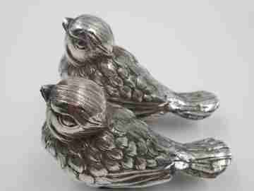 Duck pair of salt & pepper shakers. 925 sterling silver. 1950's. Spain