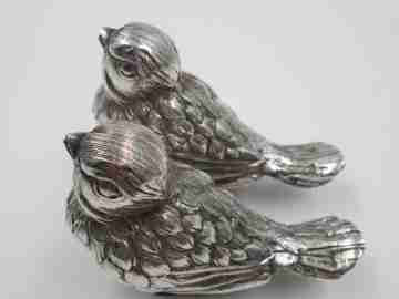 Duck pair of salt & pepper shakers. 925 sterling silver. 1950's. Spain