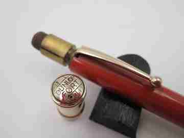 Dunlop Fort mechanical pencil. Orange celluloid & gold plated. England. 1920's