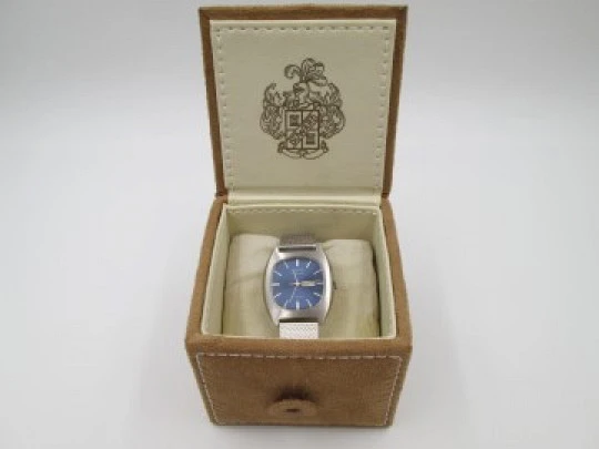 Duward Diplomatic. Acero. Automático. Día y fecha. Esfera azul. Estuche. 1970