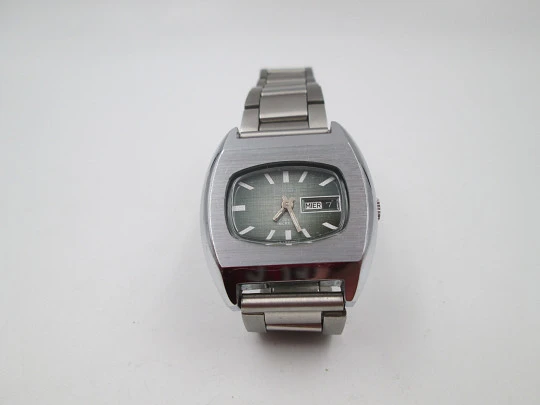 Duward Internat reloj unisex. Acero y metal niquelado. Dial verde. Brazalete. Cuerda