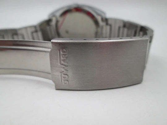 Duward Internat unisex watch. Nickel plated & steel. Calendar. Manual wind. Bracelet. 1970's