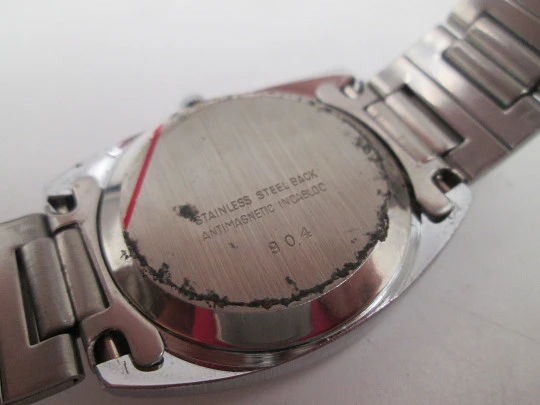 Duward Internat unisex watch. Nickel plated & steel. Calendar. Manual wind. Bracelet. 1970's