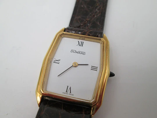 Duward ladie's watch. Stainless steel & gold plated. Manual wind. Original strap. 1970's