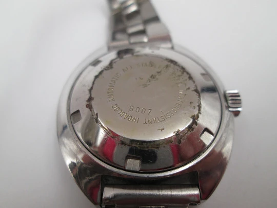 Duward reloj automático mujer. Acero inoxidable. Brazalete. Dial morado. Calendario