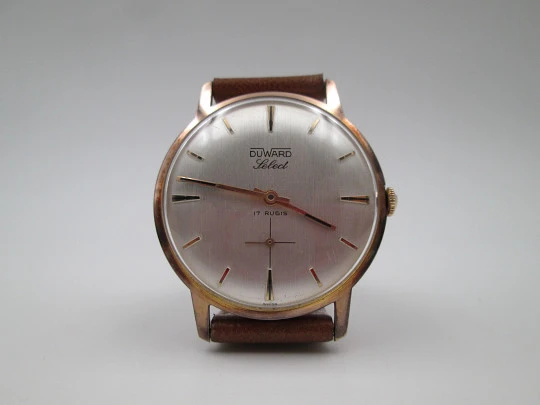 Duward Select. Steel & 10 microns gold plated. Manual wind. Small seconds hand. 1970's