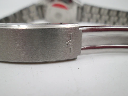 Duward Triumph mujer. Acero. Cuerda manual. Calendario. Brazalete. Esfera verde. 1970