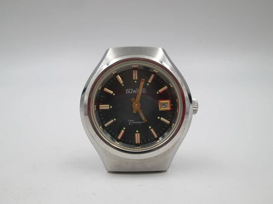 Duward Triumph women's watch. Steel. Green dial. Calendar. Manual wind. Bracelet. 1970's