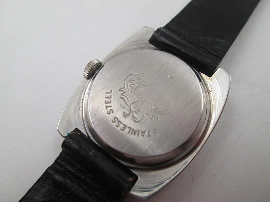 Duward women's watch. Stainless steel. Blue sphere. Manual wind. Leather strap. 1970's Duward women's watch. Stainless steel. Blue sphere. Manual wind. Leather strap. 1970's