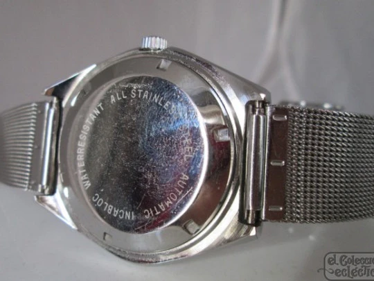 Duward. Automatic. 1970's. Stainless steel. Calendar. Mesh bracelet. 23 jewels