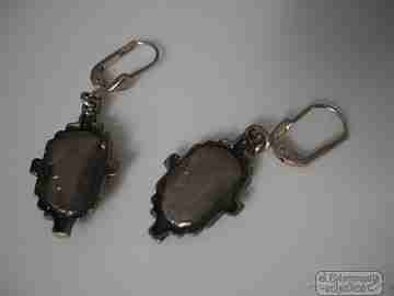 Earrings. 925 sterling silver and crystal. Flowers. 1940's