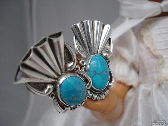 Earrings. 925 sterling silver and turquoise. Organ pipes