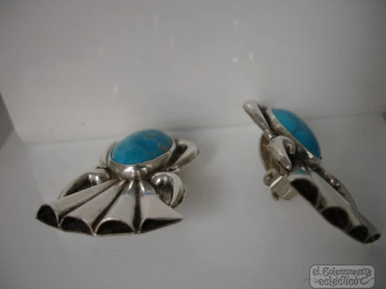 Earrings. 925 sterling silver and turquoise. Organ pipes