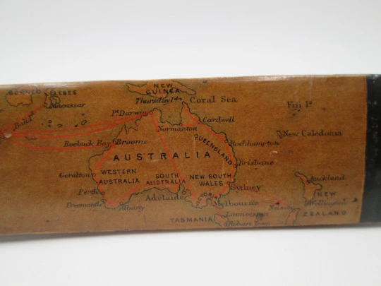 Eastern Telegraph Company wood world map letter opener. London. 1891