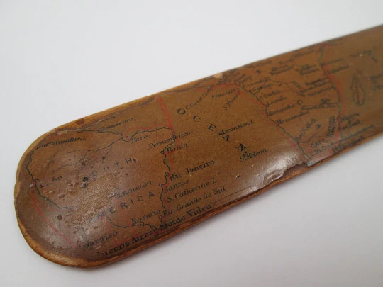 Eastern Telegraph Company wood world map letter opener. London. 1891