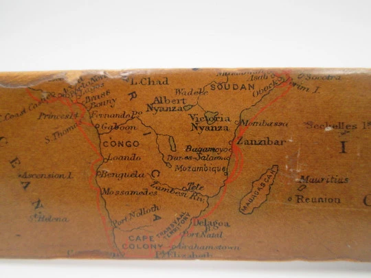 Eastern Telegraph Company wood world map letter opener. London. 1891