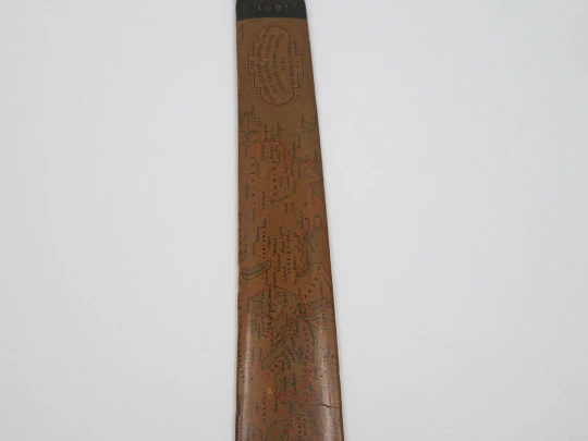 Eastern Telegraph Company wood world map letter opener. London. 1891