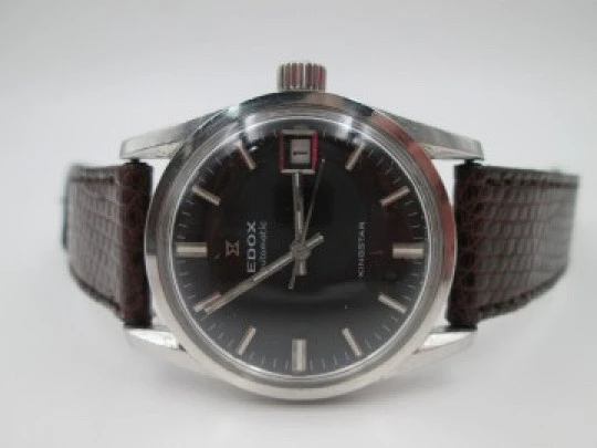 Edox Kingstar. Automatic. Stainless steel. 200m. Calendar. 1970's.