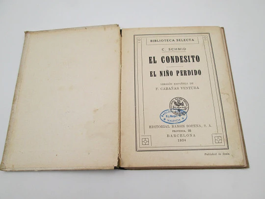 El Condesito. Ramón Sopena. Biblioteca Selecta. Tapas duras. Ilustraciones. 1934