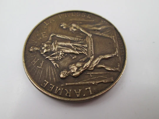 El Ejército y la Prensa medalla bronce. Tercera República. Theunissen. Francia. 1904