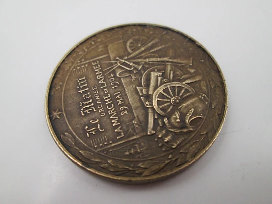 El Ejército y la Prensa medalla bronce. Tercera República. Theunissen. Francia. 1904