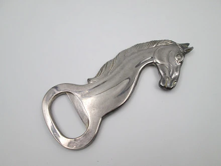 Elegant Bottle Opener Silver Plated Metal Horse Bust 1980s