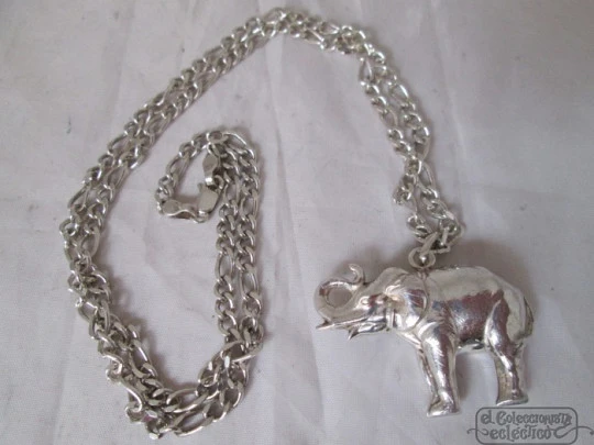 Elephant pendant with link chain. 925 sterling silver. 1980's